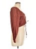 Levi's 100% Cotton Plaid Burgundy Brown 3/4 Sleeve Blouse Size L - photo 4