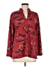 Natori Floral Burgundy Long Sleeve Blouse Size M - photo 1