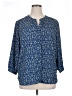 Jachs Girlfriend 100% Polyester Blue 3/4 Sleeve Blouse Size XL - photo 1