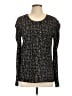 Ann Taylor LOFT Tweed Black Long Sleeve T-Shirt Size L - photo 1