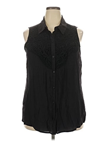 NY Collection Sleeveless Button-Down Shirt (view 1)