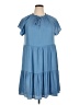 Ann Taylor LOFT 100% Polyester Solid Blue Casual Dress Size 14 - photo 1