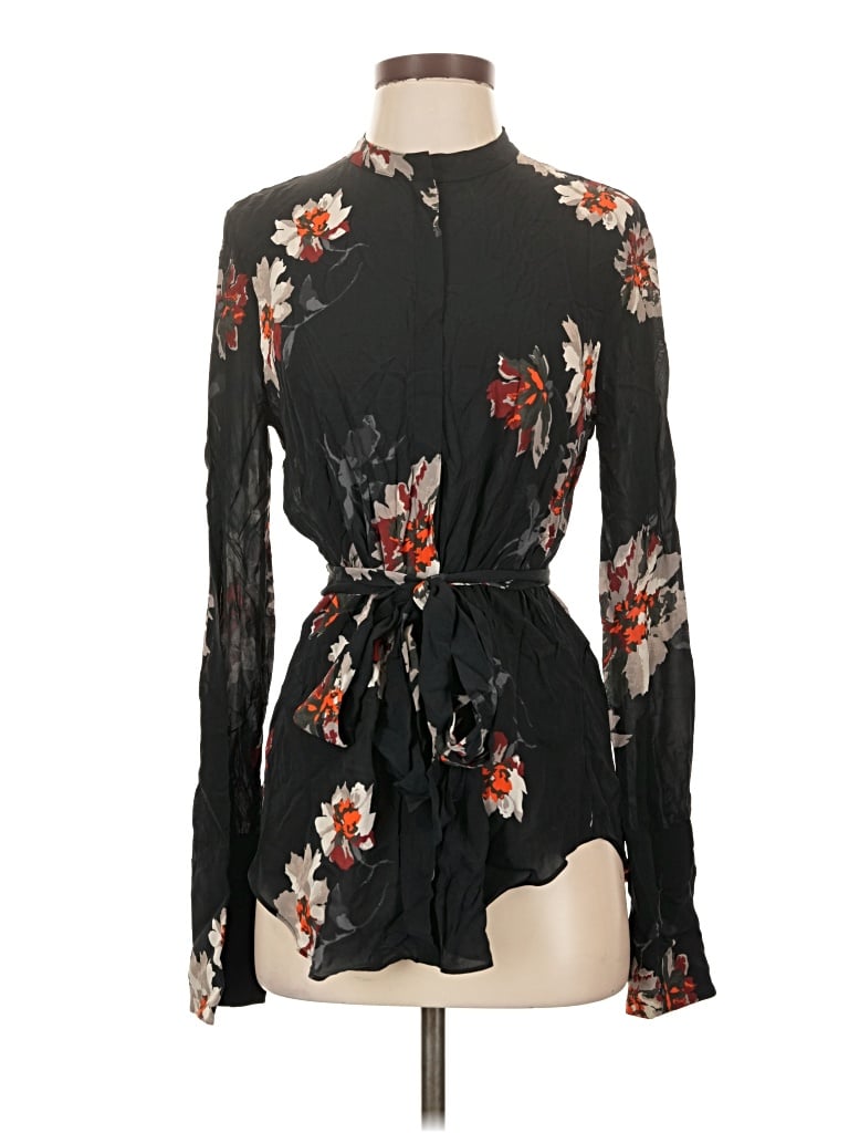 Pre-owned Joie Long Sleeve Blouse In Black