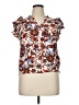 1.State Floral Brown Short Sleeve Blouse Size XL - photo 1