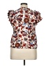 1.State Floral Brown Short Sleeve Blouse Size XL - photo 2