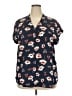 Pleione 100% Polyester Floral Blue Short Sleeve Blouse Size XXL - photo 1