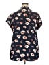 Pleione 100% Polyester Floral Blue Short Sleeve Blouse Size XXL - photo 2