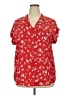 Pleione 100% Polyester Red Short Sleeve Blouse Size XXL - photo 1