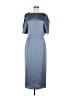 Glam Solid Blue Casual Dress Size M - photo 1