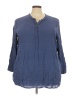 Old Navy 100% Rayon Blue 3/4 Sleeve Blouse Size 3X - photo 1