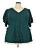 Torrid Teal Short Sleeve Button-Down Shirt Size 5X Plus (5) - photo 1