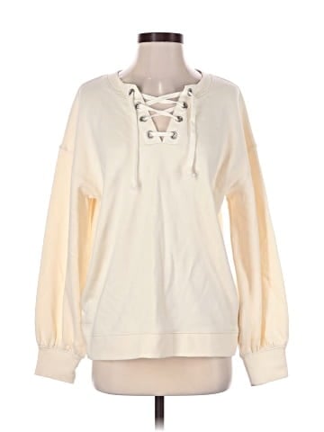 Madewell Cotton-Hemp Lace-Up Sweatshirt (view 1)