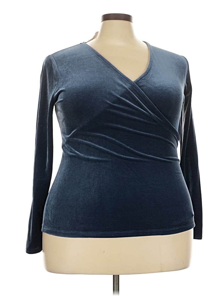 Pre-owned J.crew Mercantile 3/4 Sleeve Top Blue V-neck Tops