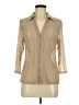 Absolutely Famous Metallic Tan 3/4 Sleeve Button-Down Shirt Size M - photo 1