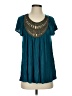 Soprano 100% Rayon Teal Short Sleeve Blouse Size S - photo 1