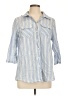 The Paragon Stripes Blue 3/4 Sleeve Button-Down Shirt Size L - photo 1