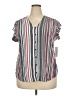 Liz Claiborne Stripes Gray Short Sleeve Blouse Size XXL - photo 1