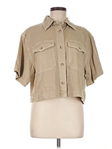 Madewell Boxy-Crop Button-Up Shirt in Garment Dye: Airy Denim Edition (view 1)