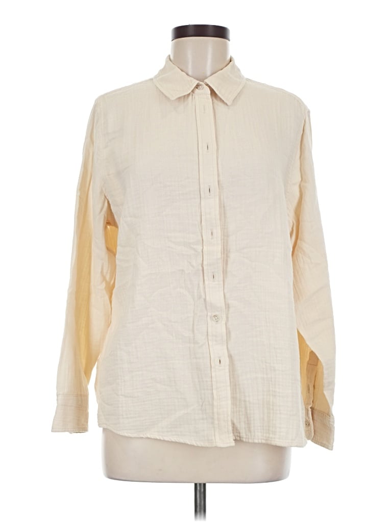 Pre-owned Universal Thread Long Sleeve Button Down Shirt In Ivory