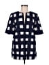 Tory Burch 100% Cotton Checkered-gingham Blue Short Sleeve Blouse Size 6 - photo 1