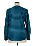Ann Taylor 100% Polyester Houndstooth Teal Long Sleeve Blouse Size XL - photo 2