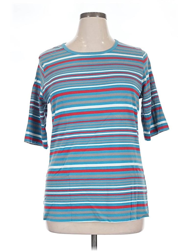Pre-owned Duluth Trading Co. Short Sleeve Top Teal Boatneck Tops