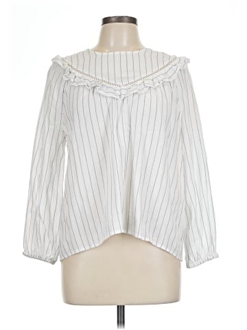 Madewell Ruffle-Yoke Prairie Top in Pinstripe (view 1)