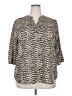 Cure 100% Polyester Animal Print Ivory 3/4 Sleeve Blouse Size 2XL - photo 1