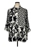 Rose + Olive 100% Polyester Print Black Long Sleeve Button-Down Shirt Size 1X - photo 1