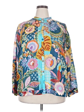 Johnny Was 3/4 Sleeve Silk Top