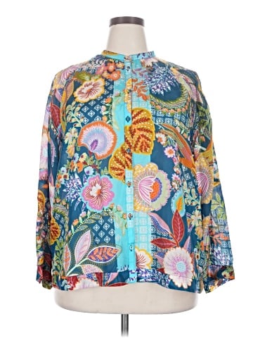 Johnny Was 3/4 Sleeve Silk Top (view 1)