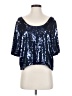 Free People 100% Polyester Solid Blue 3/4 Sleeve Top Size S - photo 1