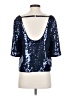Free People 100% Polyester Solid Blue 3/4 Sleeve Top Size S - photo 2