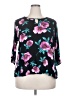 Indigo Rose 100% Rayon Floral Black 3/4 Sleeve Blouse Size 2X - photo 1