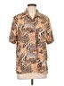 Claudia Richard 100% Polyester Animal Print Brown Short Sleeve Blouse Size 12 - photo 1