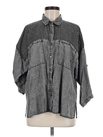 Lovestitch 3/4 Sleeve Button-Down Shirt (view 1)