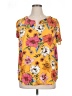 DR2 100% Polyester Floral Yellow Short Sleeve Blouse Size XL - photo 1