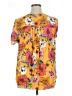 DR2 100% Polyester Floral Yellow Short Sleeve Blouse Size XL - photo 2