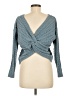 Jessica Simpson 100% Polyester Chevron-herringbone Teal Pullover Sweater Size M - photo 2
