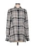 Liz Claiborne Collection 100% Polyester Plaid Gray Long Sleeve Blouse Size 8 - photo 1