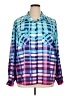 Unbranded 100% Polyester Color Block Blue Long Sleeve Blouse Size XL - photo 1