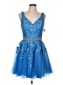 Jovani 100% Polyester Solid Blue Cocktail Dress Size 10 - photo 1