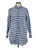 Garnet Hill 100% Linen Stripes Blue Long Sleeve Button-Down Shirt Size S - photo 1