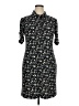 Connected Apparel Print Black Casual Dress Size 14 Petite - photo 1