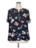 DR2 100% Polyester Floral Blue Short Sleeve Blouse Size 2X - photo 1