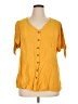 Torrid Solid Yellow Short Sleeve Henley Size 1X Plus (1) - photo 1