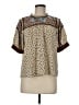 THML 100% Polyester Brown Short Sleeve Blouse Size M - photo 1