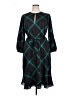 Ann Taylor 100% Polyester Argyle Teal Casual Dress Size 14 - photo 1