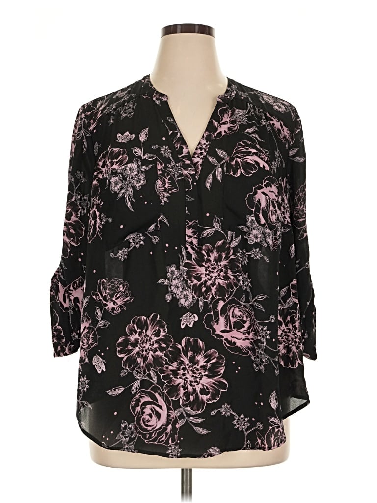 Pre-owned Torrid 3/4 Sleeve Blouse In Black
