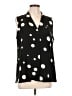 Halogen 100% Polyester Polka Dots Black Sleeveless Blouse Size L - photo 1